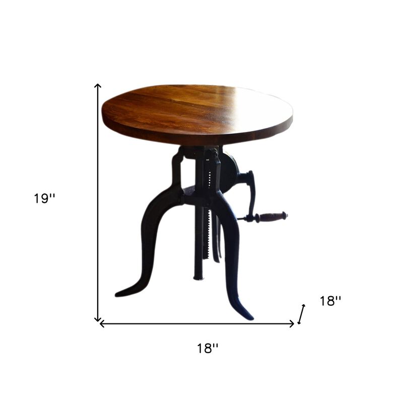 Homezia 19" Black And Chestnut Solid Wood Round End Table