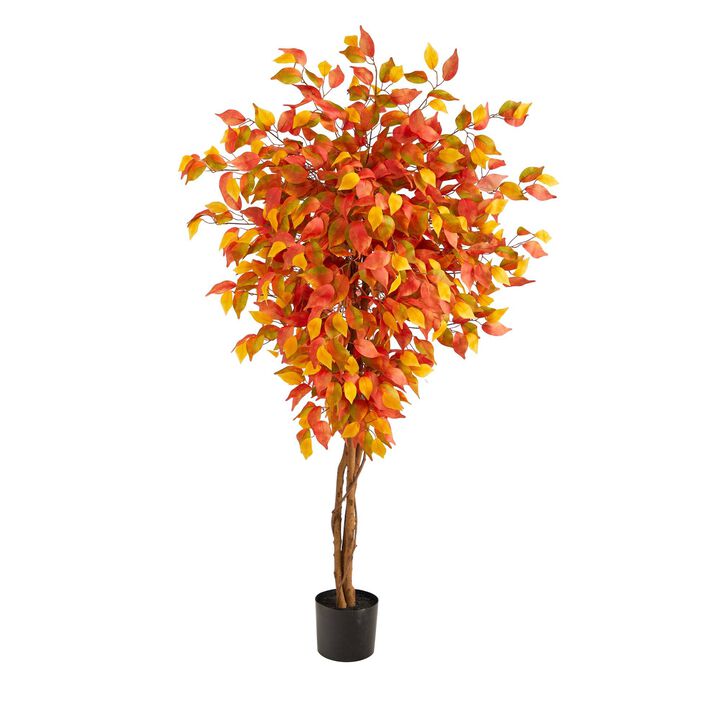 Nearly Natural Autumn Ficus Artificial Fall Tree