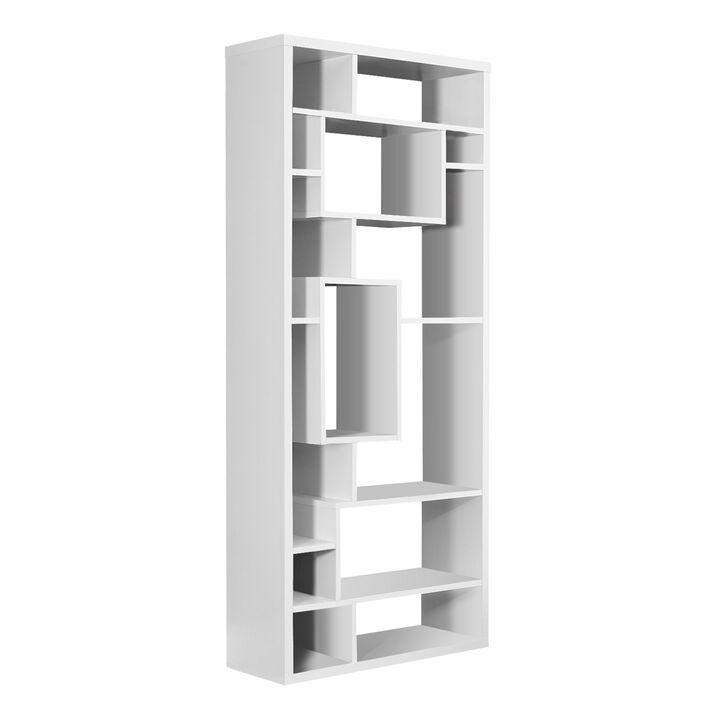 Monarch Specialties I 7071 Bookshelf, Bookcase, Etagere, 72"H, Office, Bedroom, Laminate, White, Contemporary, Modern