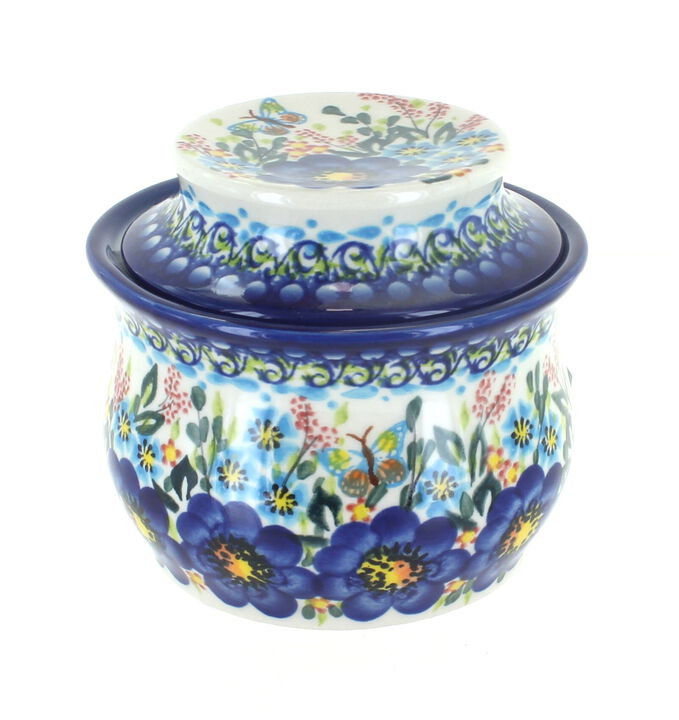 Blue Rose Polish Pottery Savannah French Butter Dish