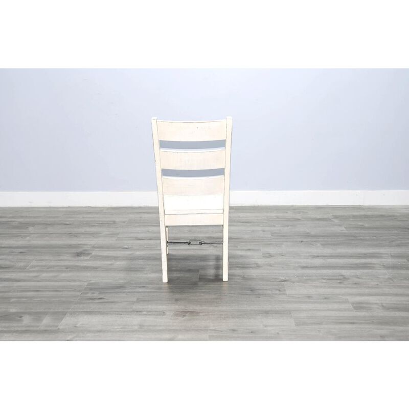 Sunny Designs White Sand Ladderback Chair with Turnbuckle, Wood Seat