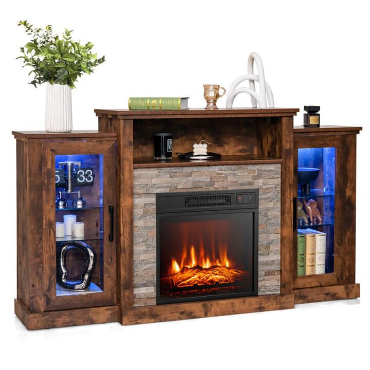 Hivvago Electric Fireplace TV Stand with 16-Color Led Lights for TVs up to 65 Inch