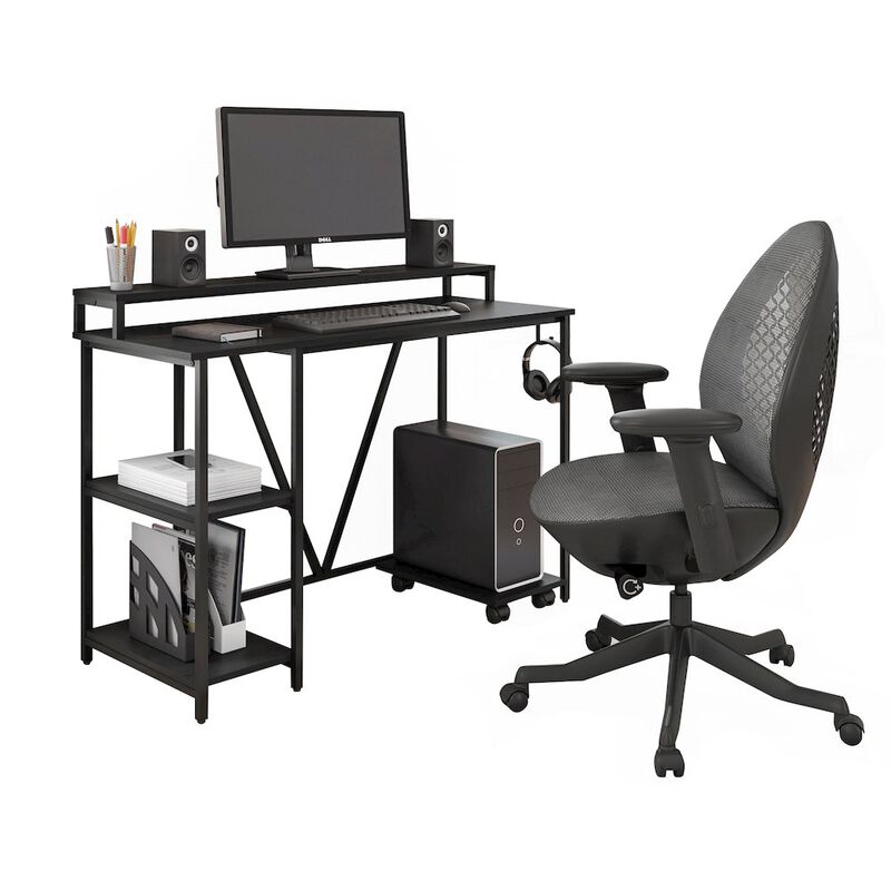 Techni Mobili Industrial Writing Desk, Black