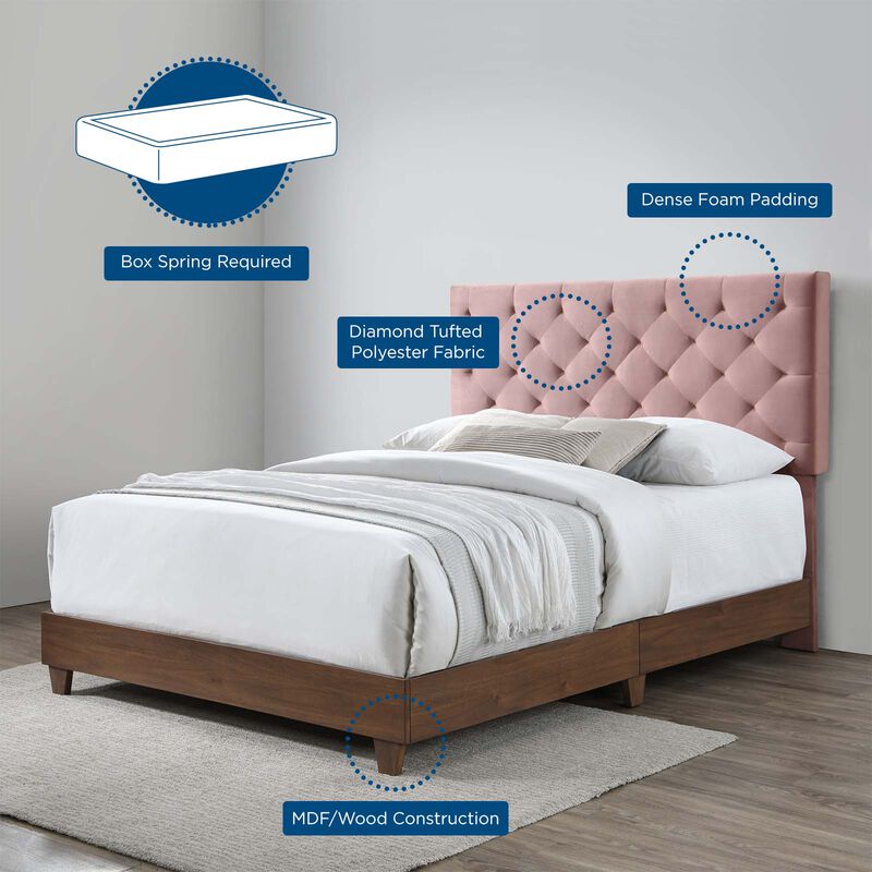 Modway - Rhiannon Diamond Tufted Upholstered Performance Velvet Queen Bed