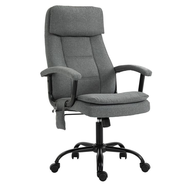 Grey 2-Point Vibrating Massage Office Chair High Back Executive Recliner with Reclining Back, Adjustable Height