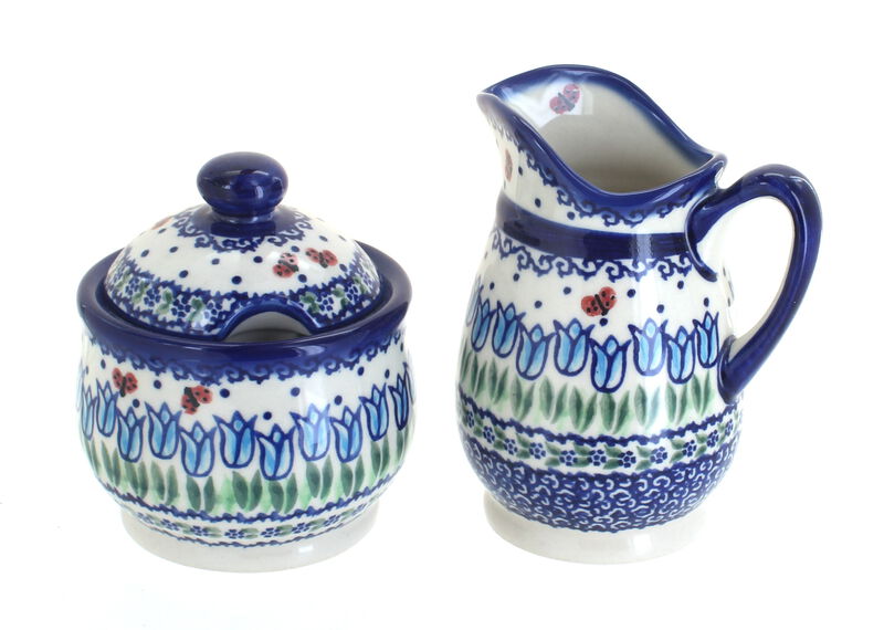 Blue Rose Polish Pottery Alyssa Cream & Sugar Set