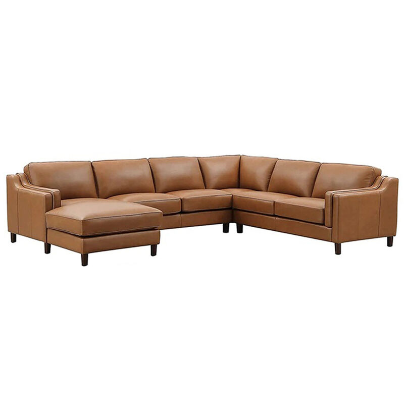 Bella Top Grain Leather U-Shaped Sectional with Left Chaise