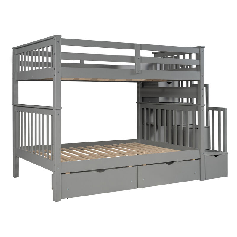 Merax Bunk Bed with Shelves and 6 Storage Drawers