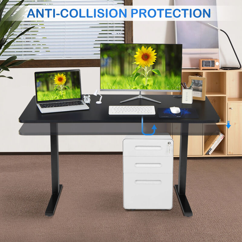 Costway Electric Sit Stand Desk Frame Dual-motor Height-adjustable Standing Desk Base with 3 Memory Positions & Touch Control Panel Home Office Black
