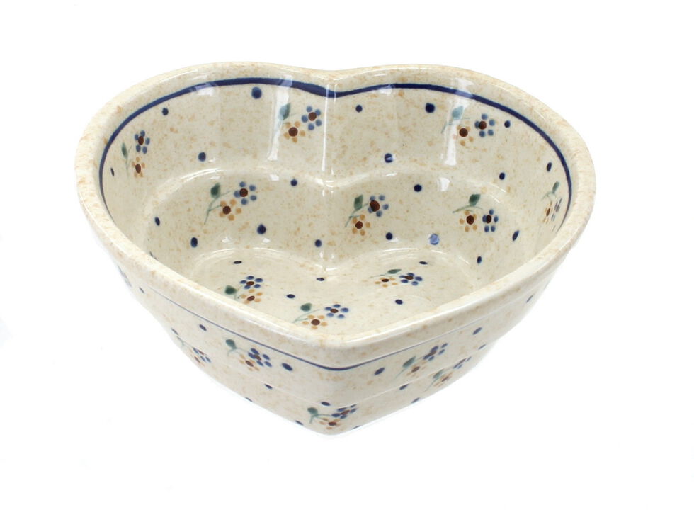 Blue Rose Polish Pottery Nature Small Heart Bowl