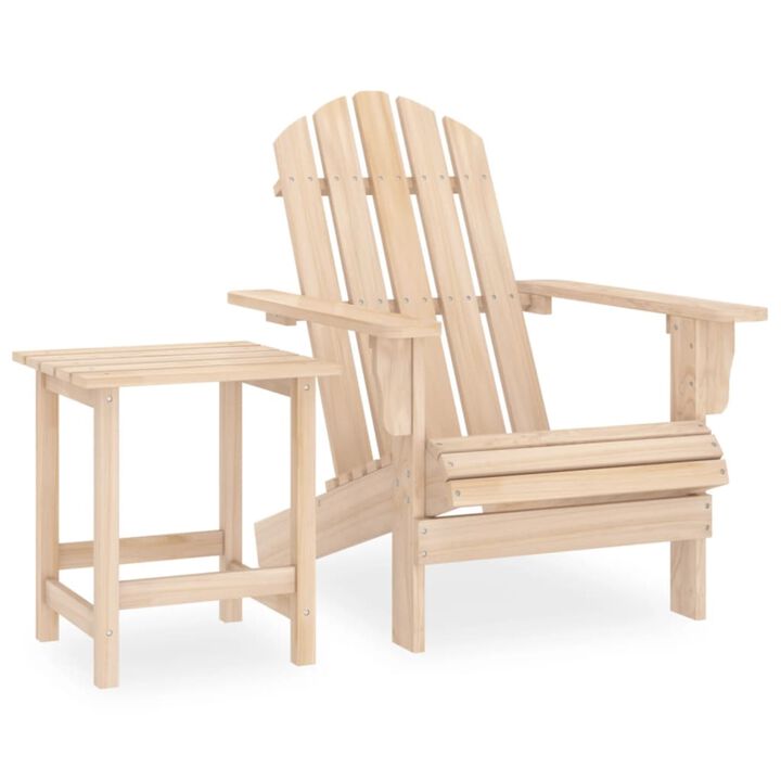 vidaXL Patio Lounge Set - Solid Fir Wood Adirondack Chair and Table, Ergonomic Design, Weather Resistant, Classic Style