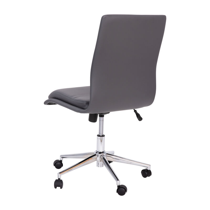 Madigan Mid-Back Armless Swivel Task Office Chair with LeatherSoft and Adjustable Chrome Base,