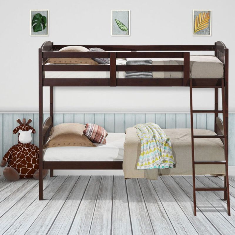 Hardwood Twin Bunk Beds with Individual Kid Bed Ladder