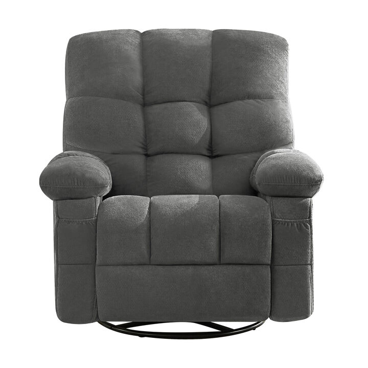 Fabric Swivel Manual Recliner with Massage and USB Port