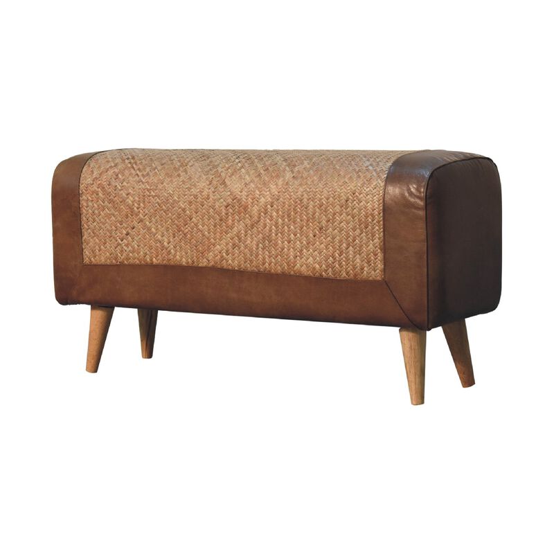 Artisan Furniture Large Seagrass Buffalo Hide Nordic Bench