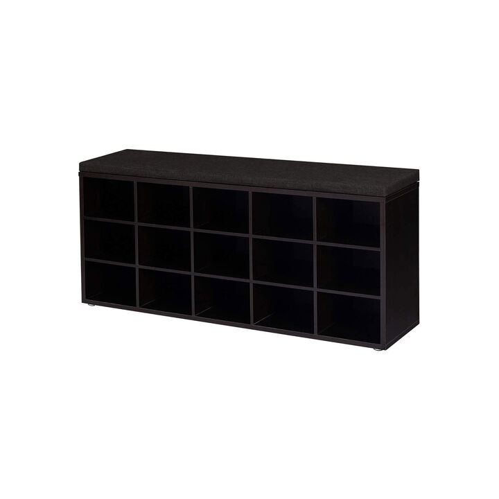 Shoe Bench with Cushion - 15-Cube Storage Bench for Entryway Organization