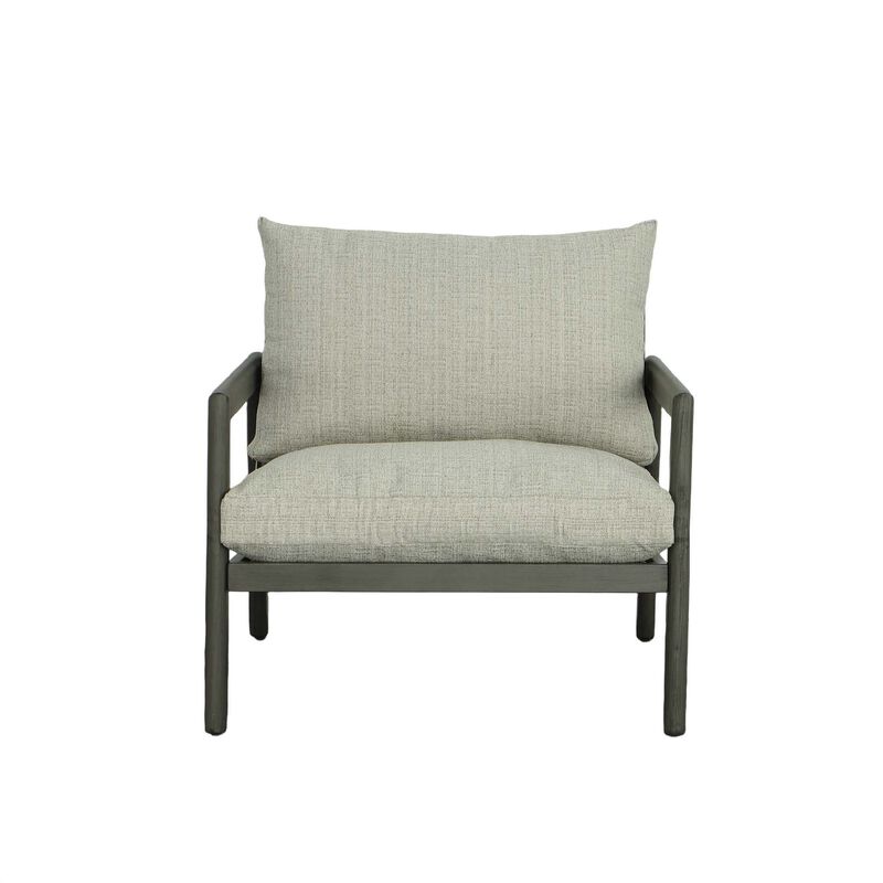 Single Outdoor Lounge Chair with Cushions - 38" - Gray