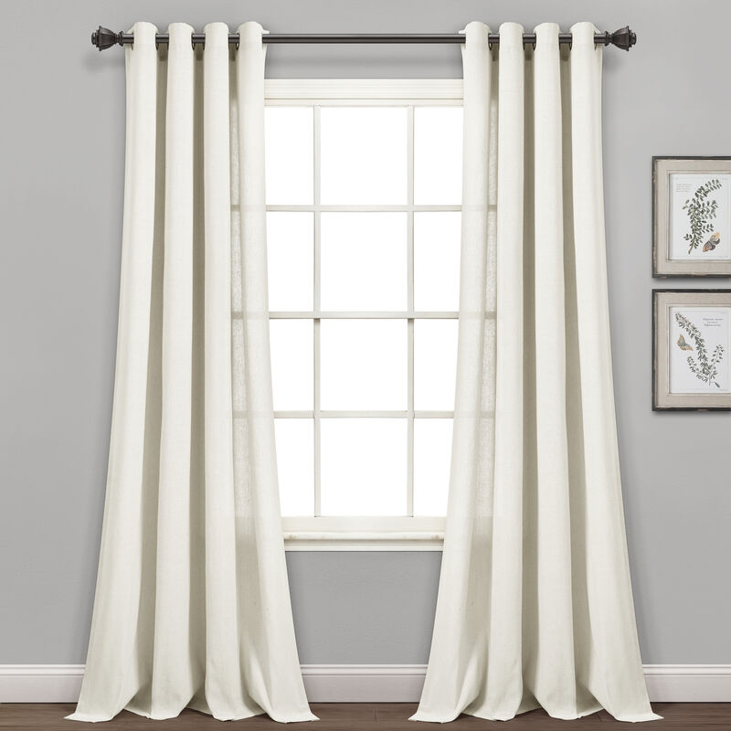 Faux Linen Grommet Window Curtain Panels