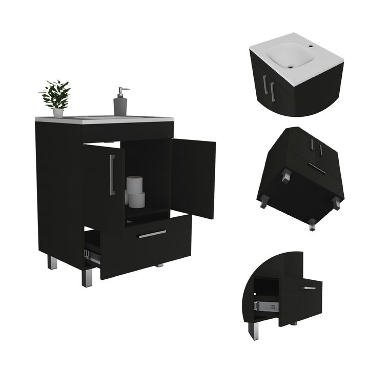 Clifton 2-Door Rectangle Single Bathroom Vanity Black Wengue