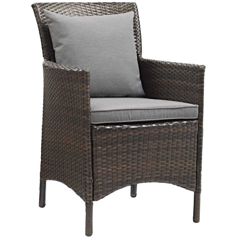 Modway EEI-4030-BRN-GRY Conduit Outdoor Patio Wicker Rattan Dining Armchair Set of 2, Brown Gray