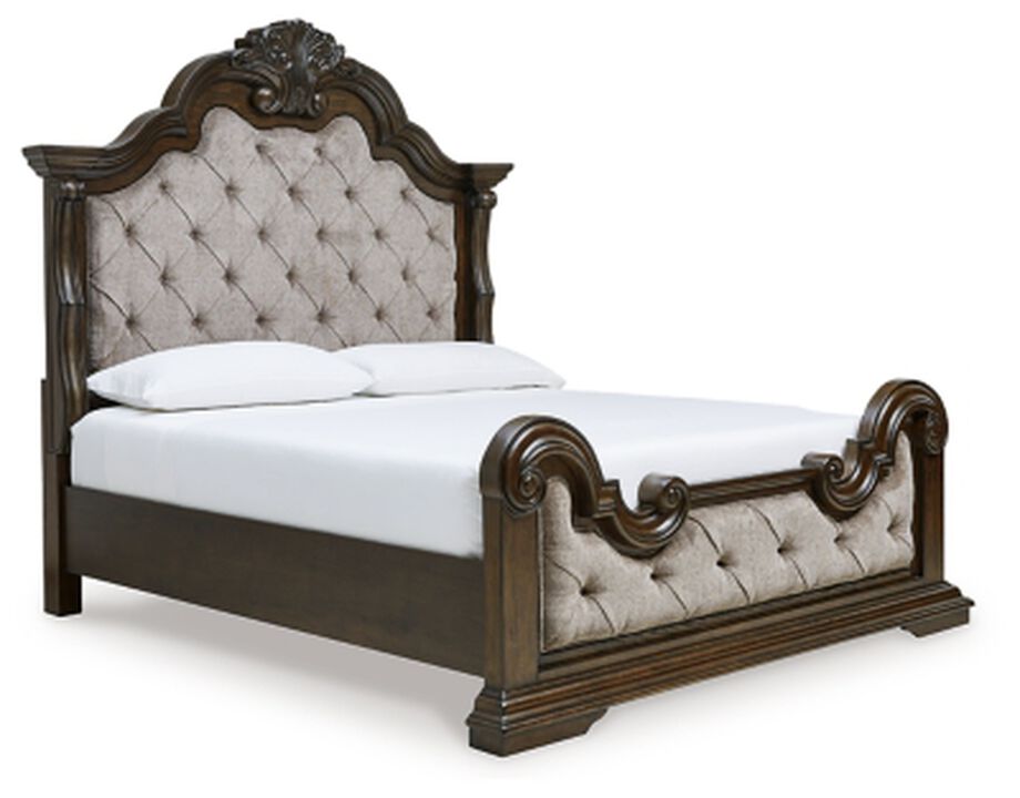 Ashley|Maylee Dark Brown Bedroom|Maylee Queen Uph Bed|Queen Size Beds