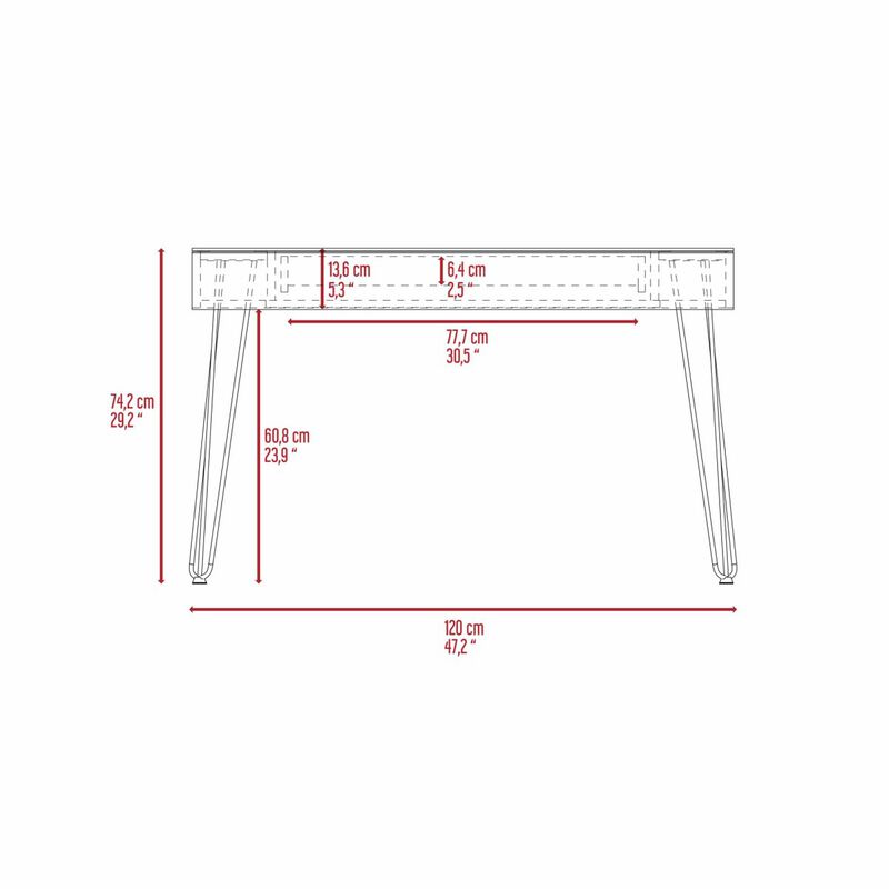 Posey 1-Drawer Rectangle Writing Desk With Hairpin Legs Mahogany 2