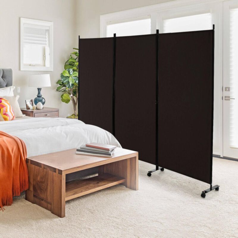 Hivvago 3 Panel Folding Room Divider with Lockable Wheels