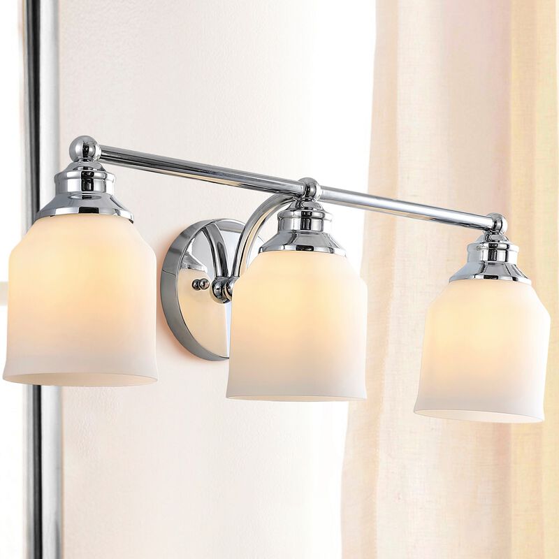 Lydia Iron/Frosted Glass Farmhouse Cottage LED Vanity Light