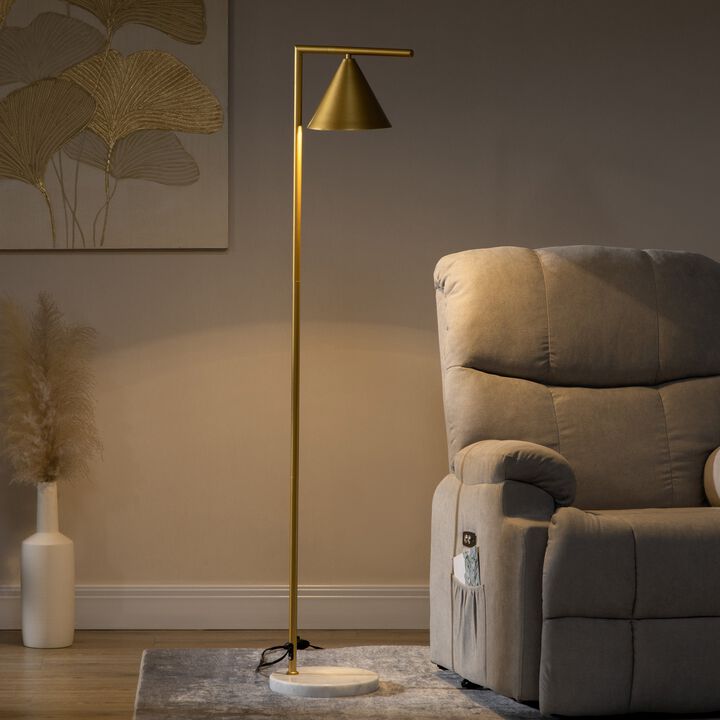 Gold Standing Light: Modern Floor Lamp with Adjustable Head