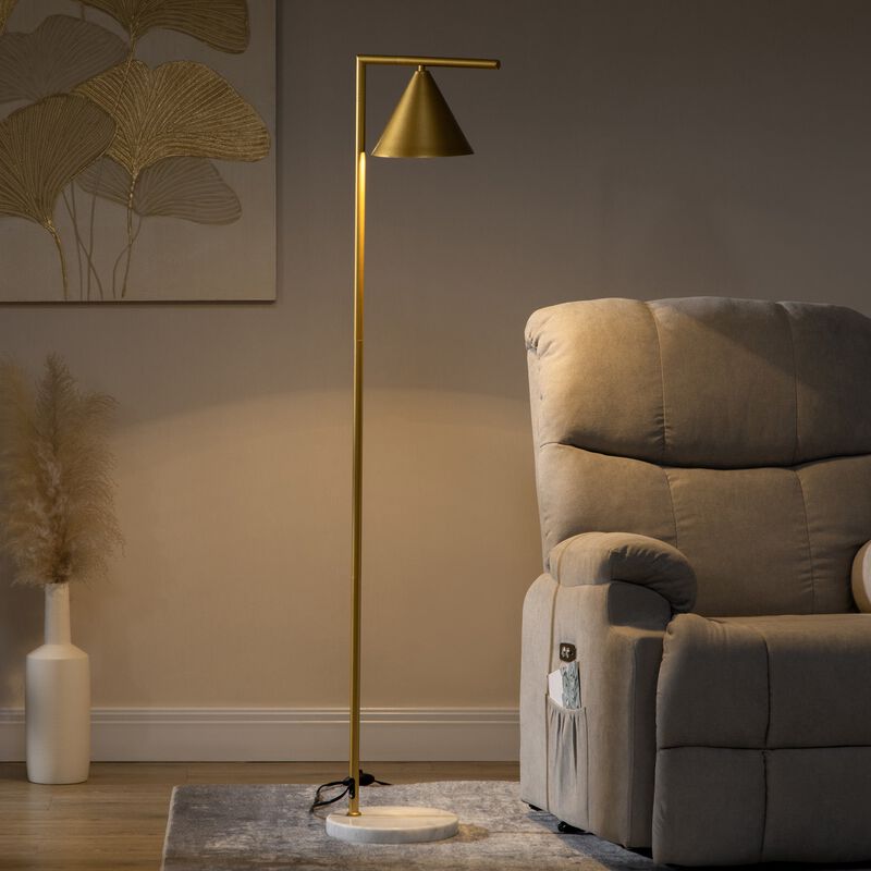 Gold Standing Light: Modern Floor Lamp with Adjustable Head