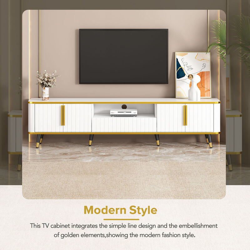 Merax Luxury Minimalism TV Stand with Open Storage Shelf