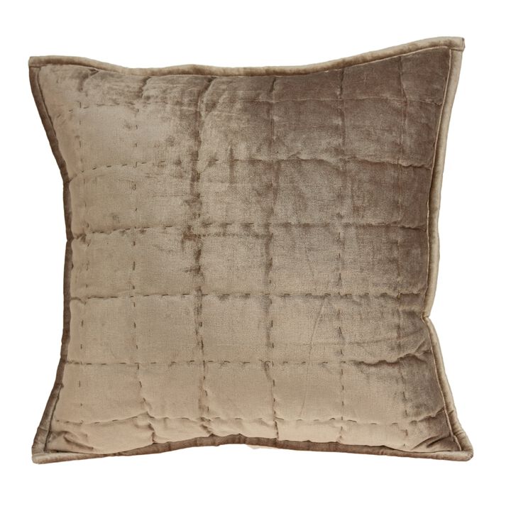 20” Beige Handloom Quilted Throw Pillow