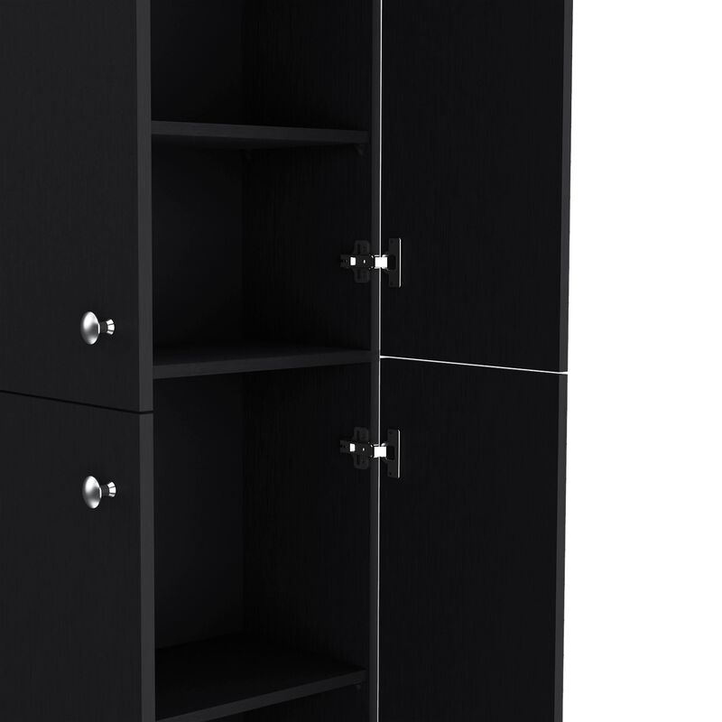 Lynch Kitchen Pantry 71" H, 4 Doors, 5 Adjustable Shelves, Laundry, Black , Kitchen