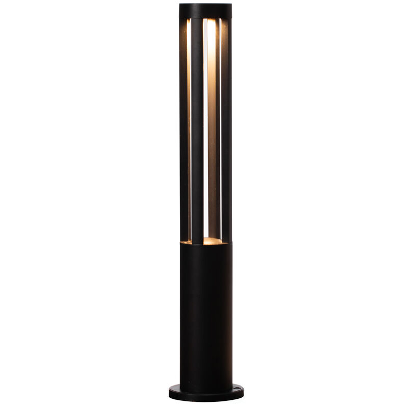 Round Black LED Garden Aluminum Light, Decorative Outdoor Bollard Light for Garden, Pathway, and Driveway