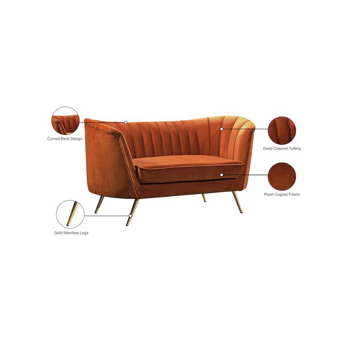 Meridian Furniture Margo Cognac Velvet Loveseat