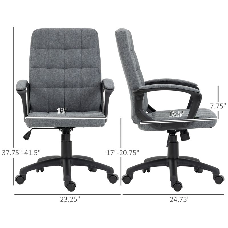 Charcoal Gray Fabric Office Chair: Adjustable Height, Swivel