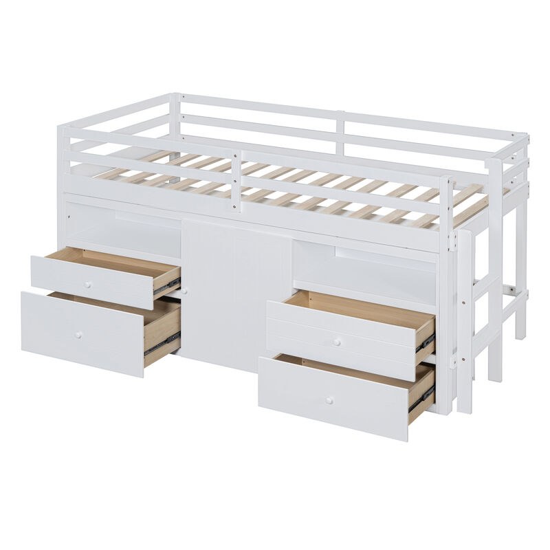 Merax Loft Bed with 4 Drawers