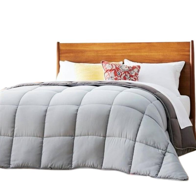 Hivvago Twin Size All Seasons Plush Light/Dark Grey Reversible Polyester Down Alternative Comforter