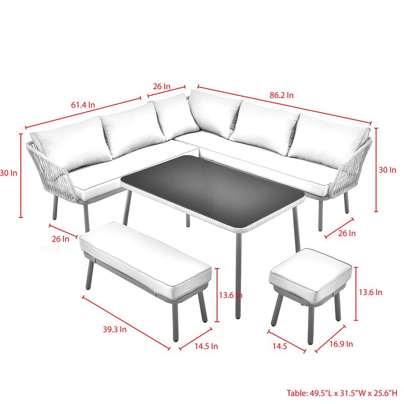 Inspired Home Brailynn  Outdoor 5pc Seating Group