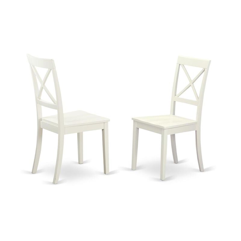 East West Furniture Boston  X-  back    Chair  for  dining  room  with    Wood  Seat,  Set  of  2