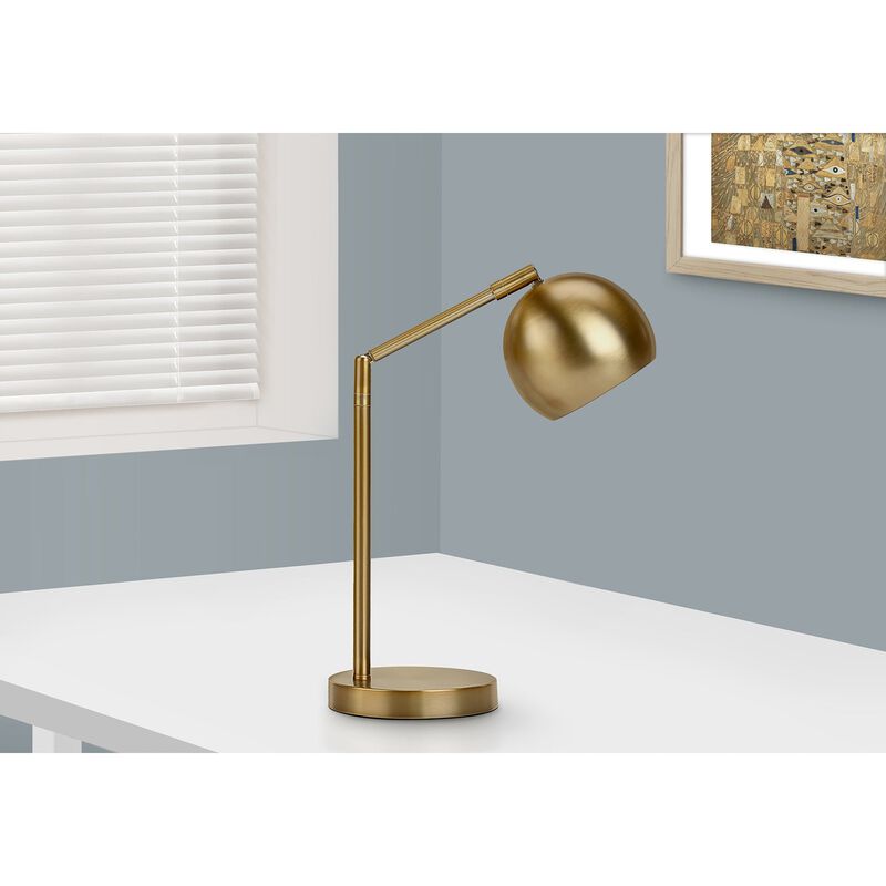 Monarch Specialties I 9644 - Lighting, 19"H, Table Lamp, Gold Metal, Gold Shade, Contemporary