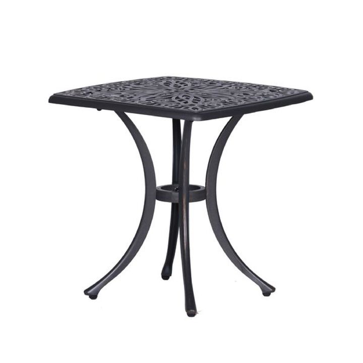 21 Inch Arbor Metal End Table with Curved Legs, Gunmetal Gray-Benzara