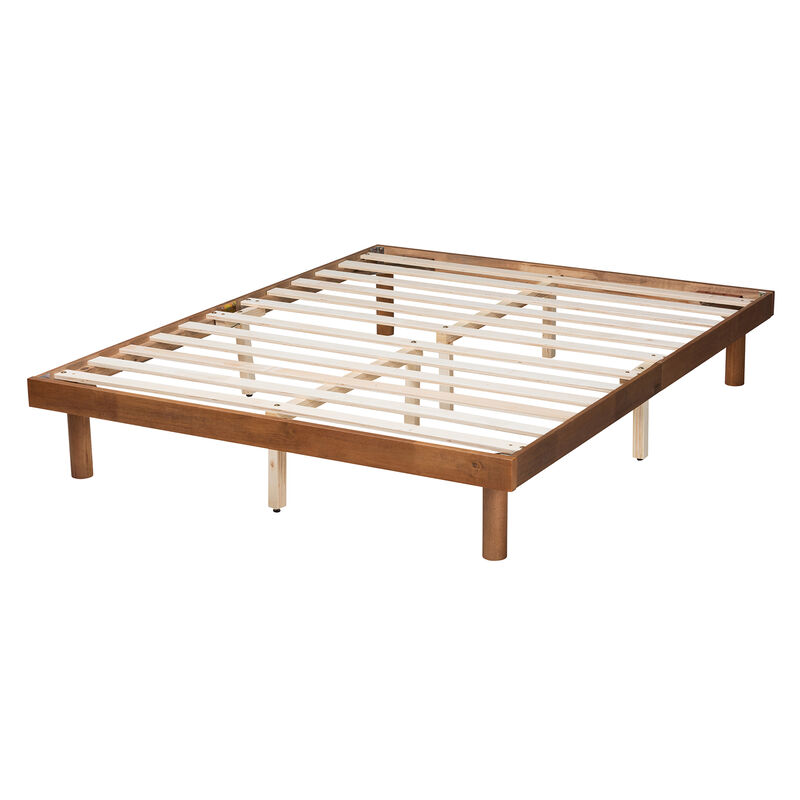 Baxton Studio Winston Mid-Century Modern Walnut Brown Finished Wood Queen Size Platform Bed frame