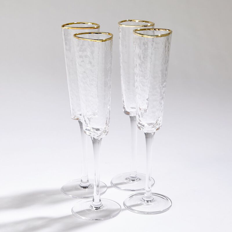 Set of 4 Hammered Champagne Glasses