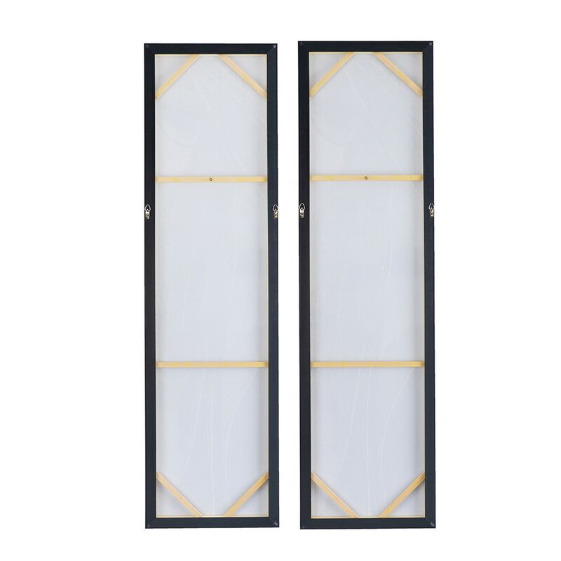 20 x 71 Tall Framed Rectangular Oil Paintings Set of 2, White Abstract - Benzara
