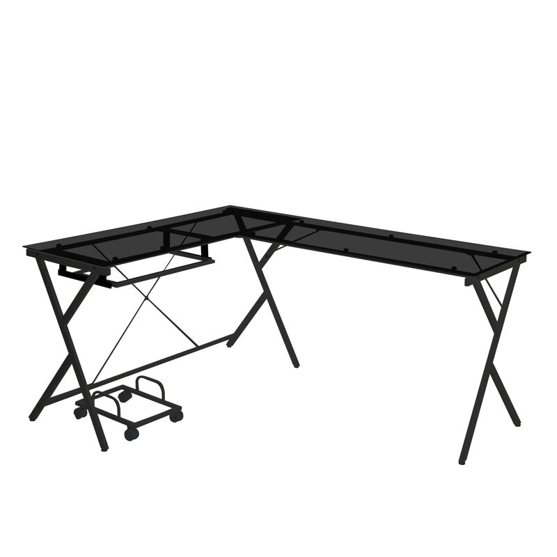 Darzenus Computer Desk in Black Glass & Black Finish OF 00046