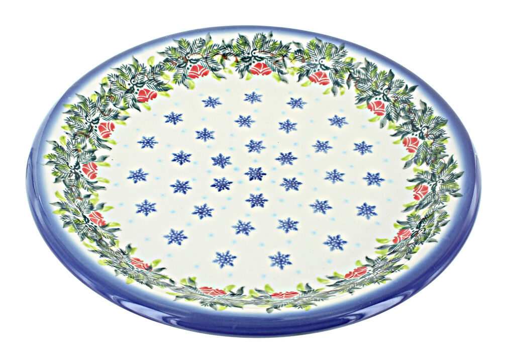 Blue Rose Polish Pottery Mistletoe Dinner Plate