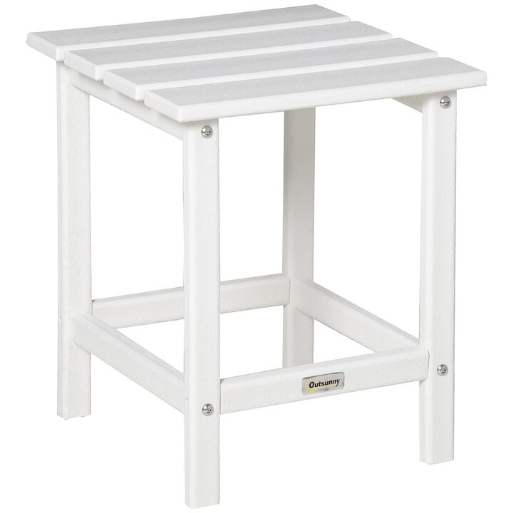 Outdoor Side Table, White, 18" Square, HDPE Plastic