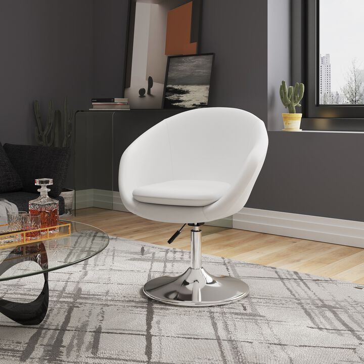 Hopper White Swivel Accent Chair