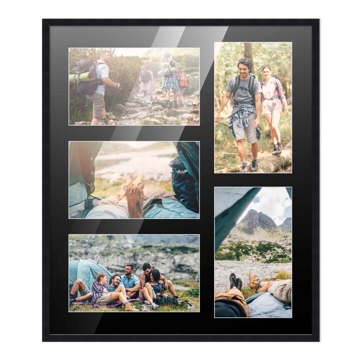 14x16 Wood Collage Frame with a Black Mat for 5x7 Pictures
